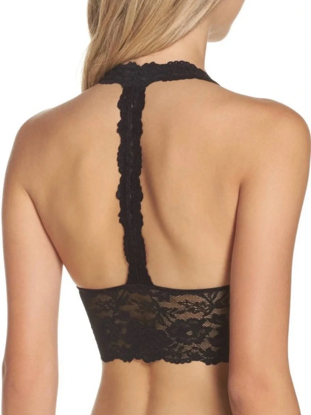 Free People Black Lace Halter Bralette